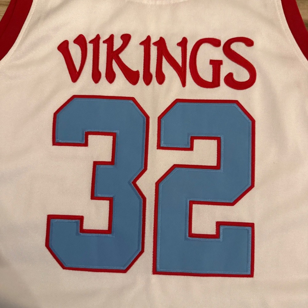 Adidas Magic Johnson Lansing Everett High School Vikings Jersey XL 52 White Red - Picture 10 of 10